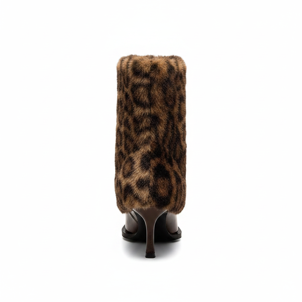 FAUX FUR TRIM HEELED ANKLE BOOTS