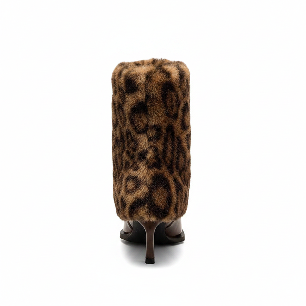 FAUX FUR TRIM HEELED ANKLE BOOTS