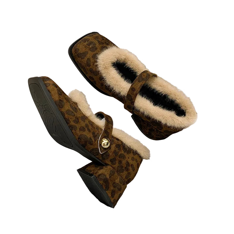 FAUX FUR MARY JANE HEELS