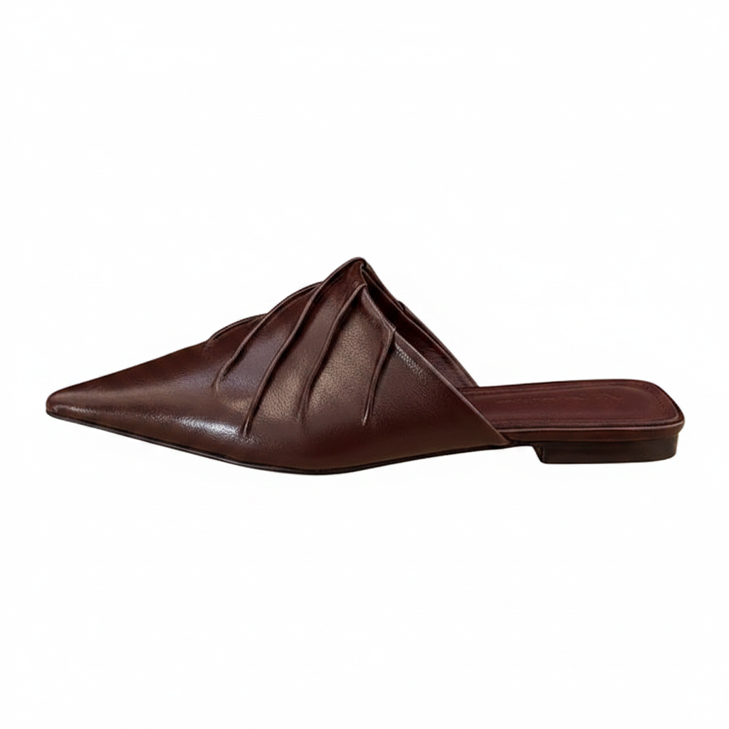 PLEATED POINTED-TOE MULES