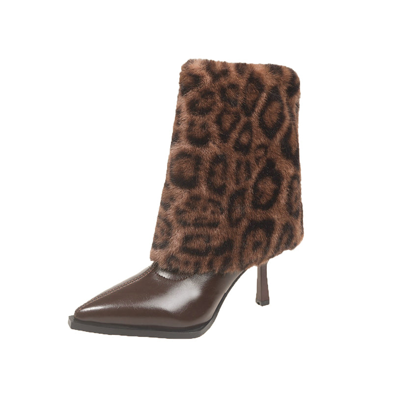 FAUX FUR TRIM HEELED ANKLE BOOTS