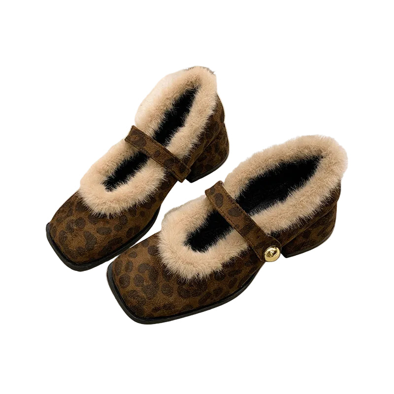 FAUX FUR MARY JANE HEELS