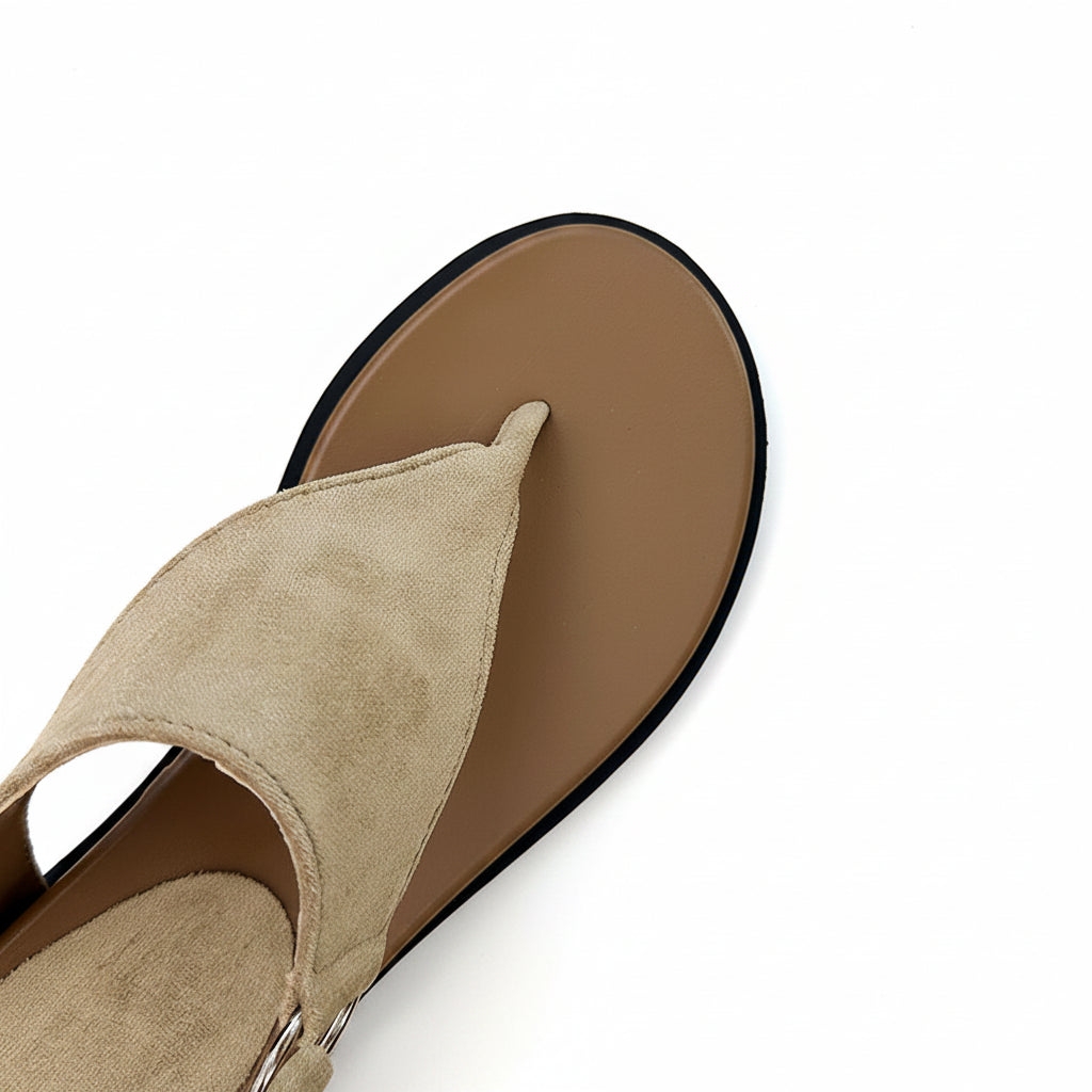 SUEDE-LOOK THONG SANDALS