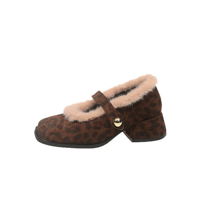 Women's Faux Fur Mary Jane Heels