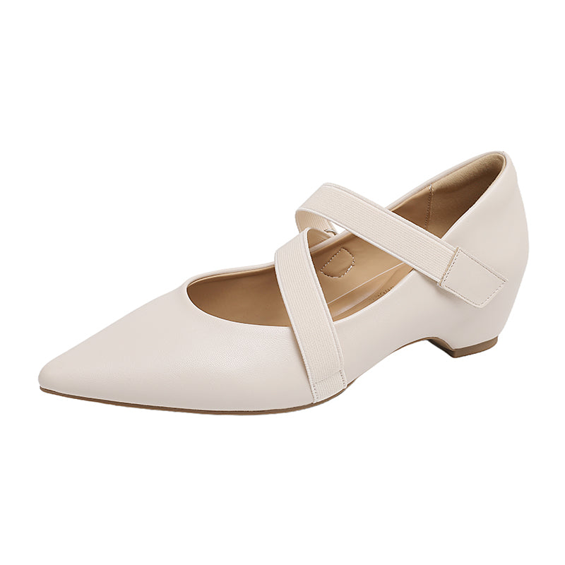 CROSS STRAP POINTED TOE KITTEN HEELS