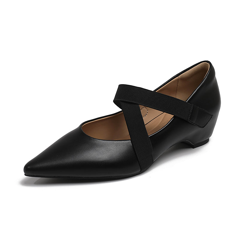 CROSS STRAP POINTED TOE KITTEN HEELS