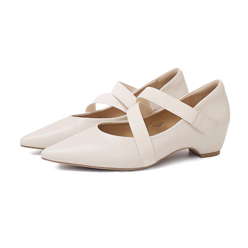 CROSS STRAP POINTED TOE KITTEN HEELS