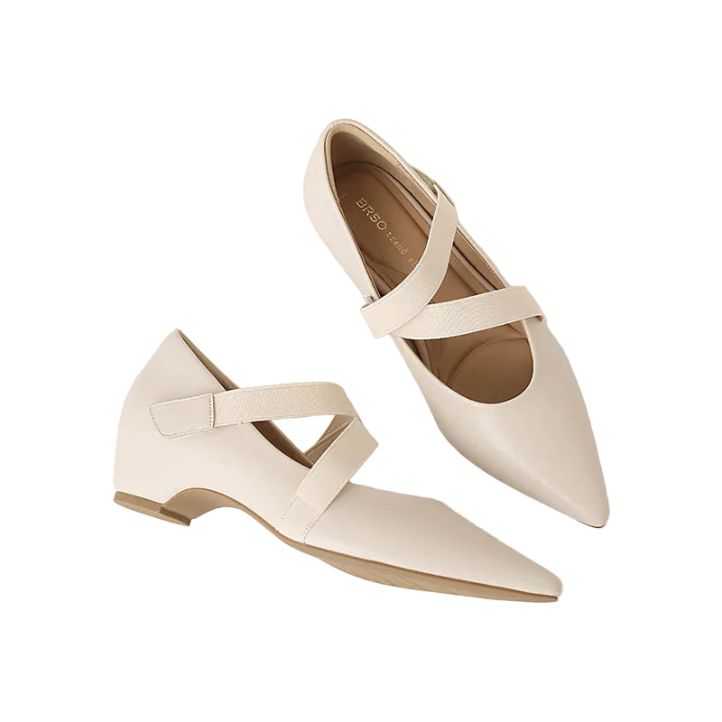 CROSS STRAP POINTED TOE KITTEN HEELS
