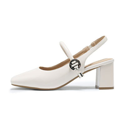 Women's Square Toe Slingback Block Heels