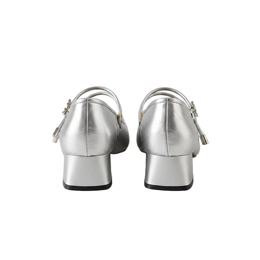 DOUBLE STRAP SQUARE TOE KITTEN HEELS