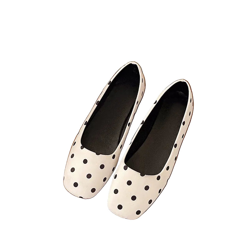 POLKA DOT SQUARE TOE BALLET FLATS