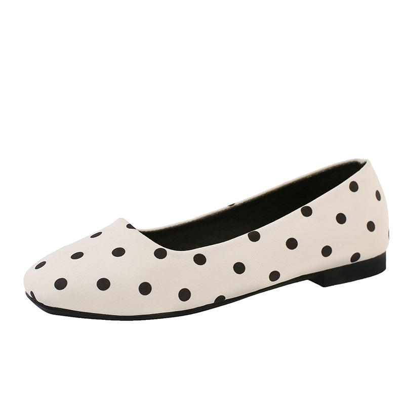 POLKA DOT SQUARE TOE BALLET FLATS