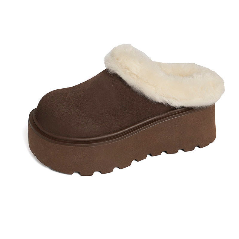 Women's Faux Fur Trim Platform Clog Mules