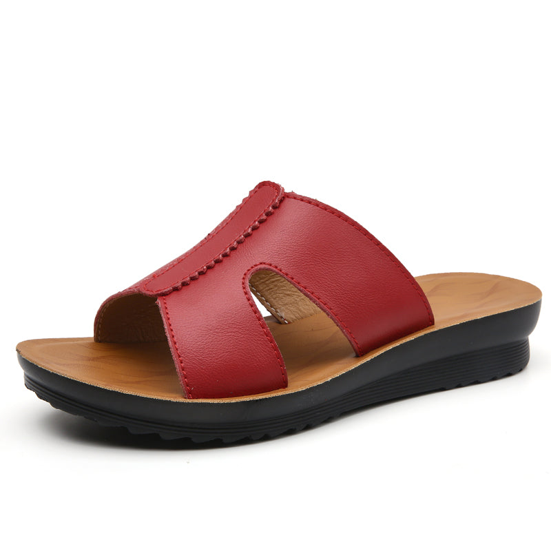 COMFORT VEGAN LEATHER WEDGE SLIDES