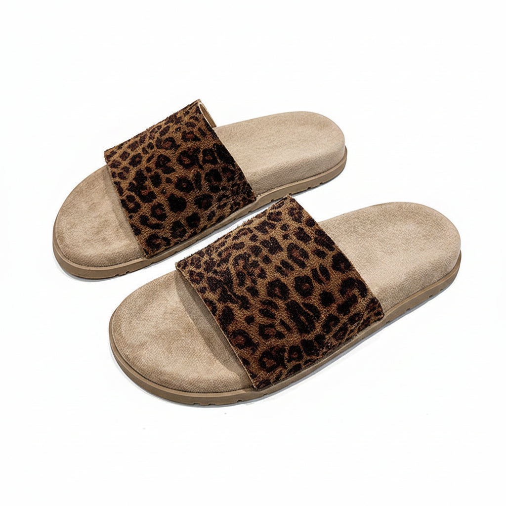 FAUX SUEDE SLIDE SANDALS