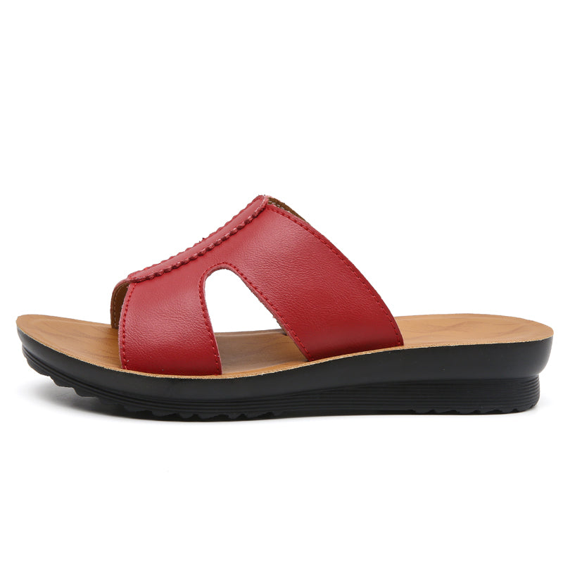 COMFORT VEGAN LEATHER WEDGE SLIDES
