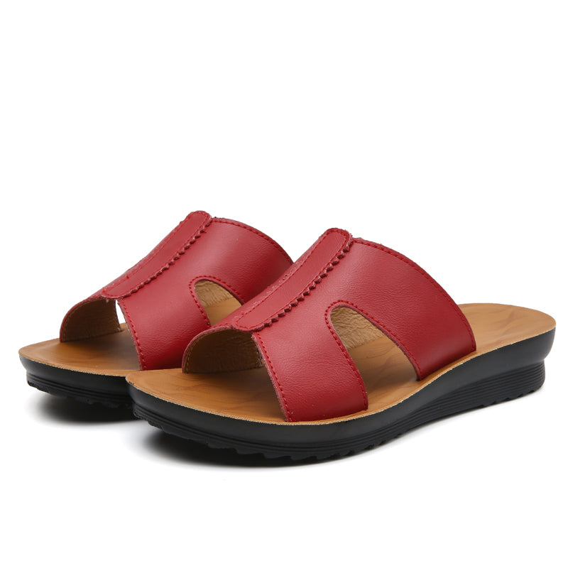 COMFORT VEGAN LEATHER WEDGE SLIDES
