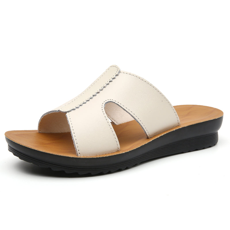 COMFORT VEGAN LEATHER WEDGE SLIDES