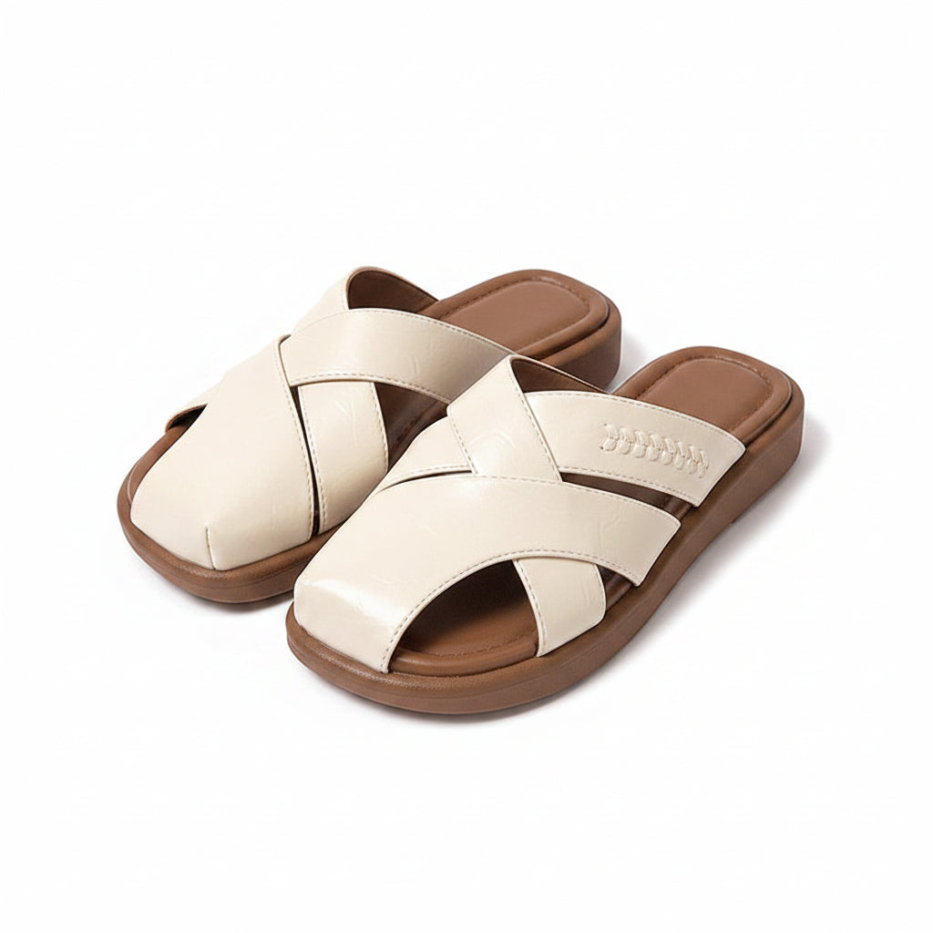 MINIMALIST CRISS CROSS PLATFORM SLIDES