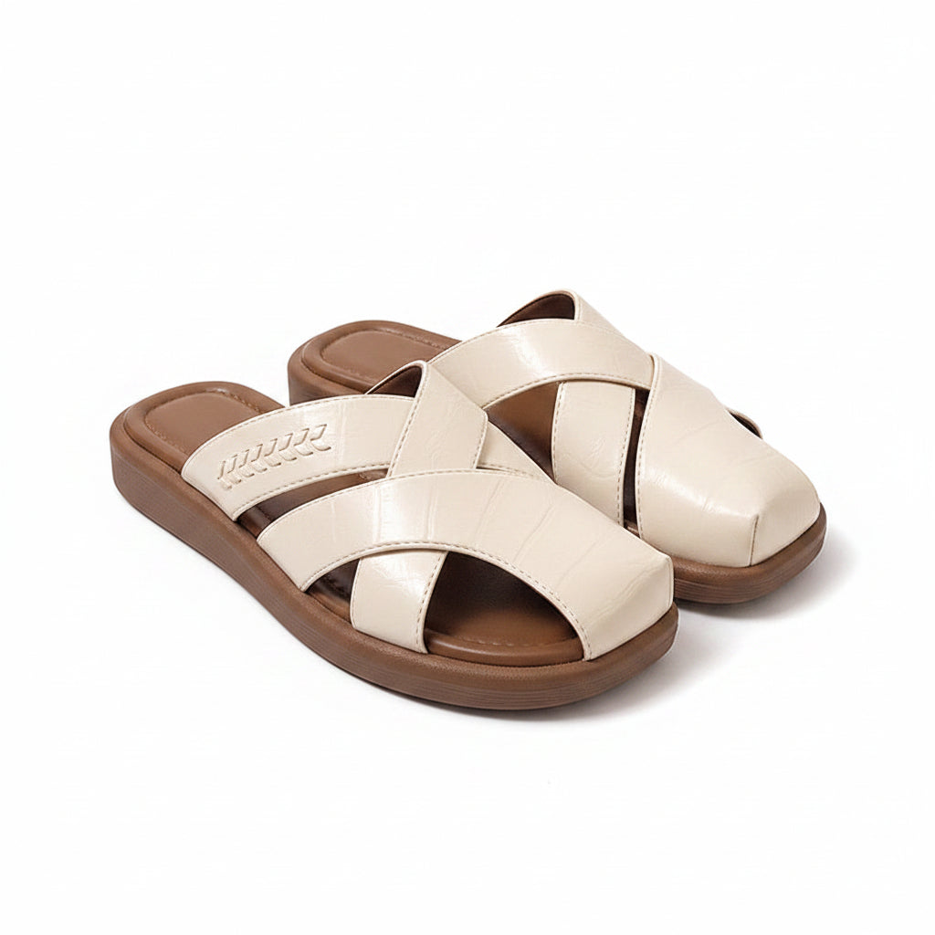 MINIMALIST CRISS CROSS PLATFORM SLIDES
