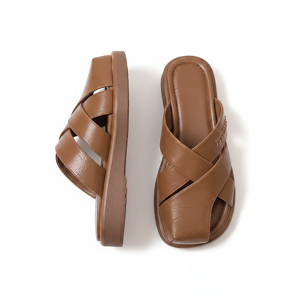 MINIMALIST CRISS CROSS PLATFORM SLIDES