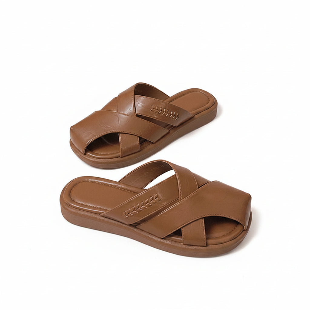 MINIMALIST CRISS CROSS PLATFORM SLIDES