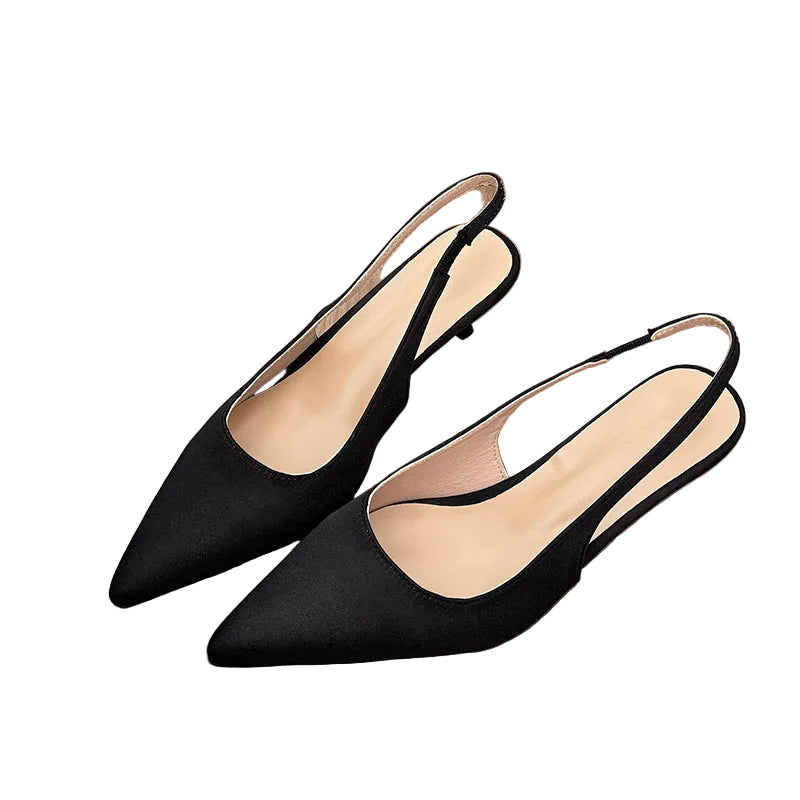 Women's Classic Satin Slingback Kitten Heels