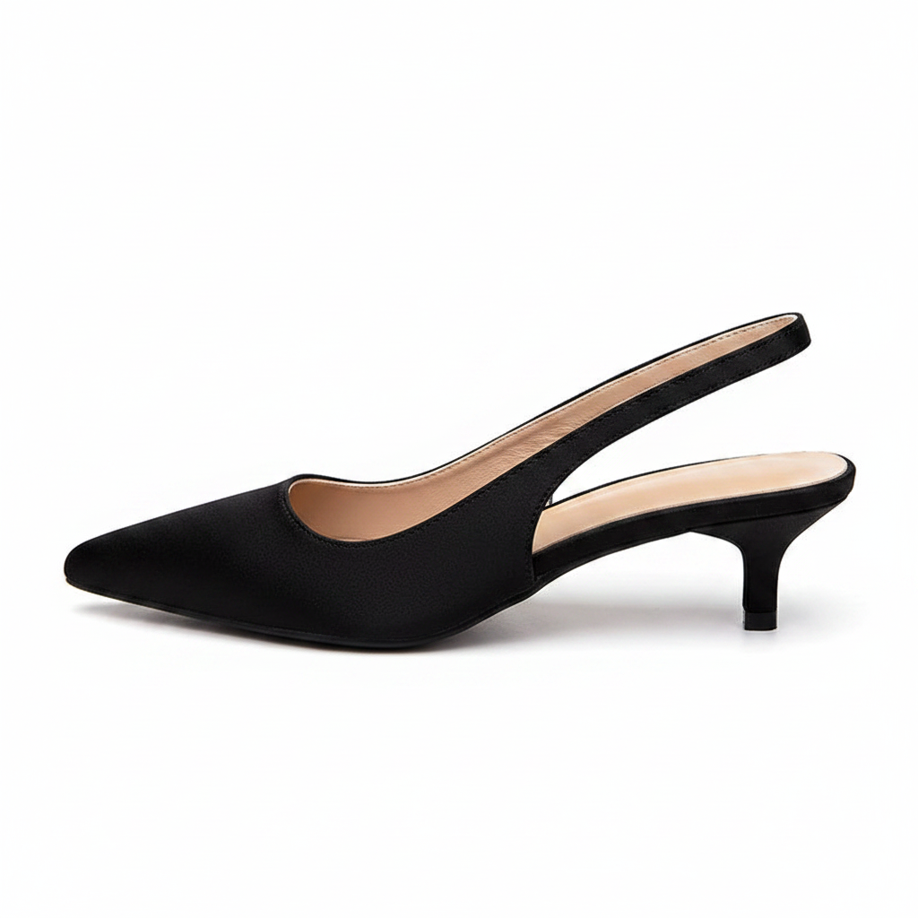 Women's Classic Satin Slingback Kitten Heels