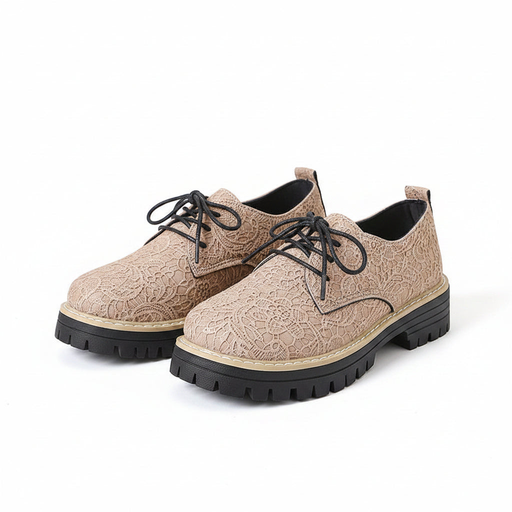 FLORAL EMBOSSED DERBY SHOES
