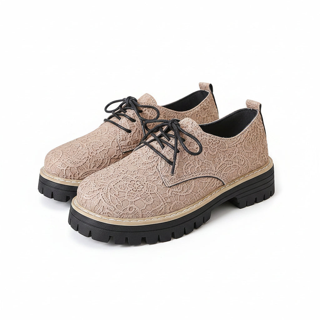 FLORAL EMBOSSED DERBY SHOES