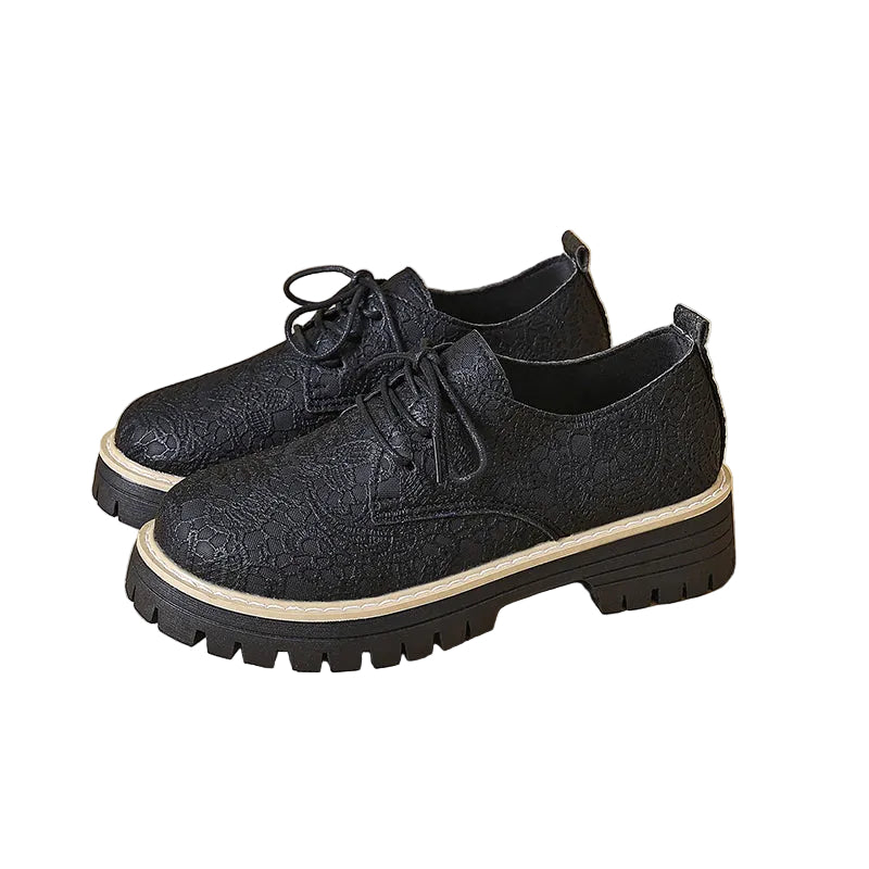 FLORAL EMBOSSED DERBY SHOES