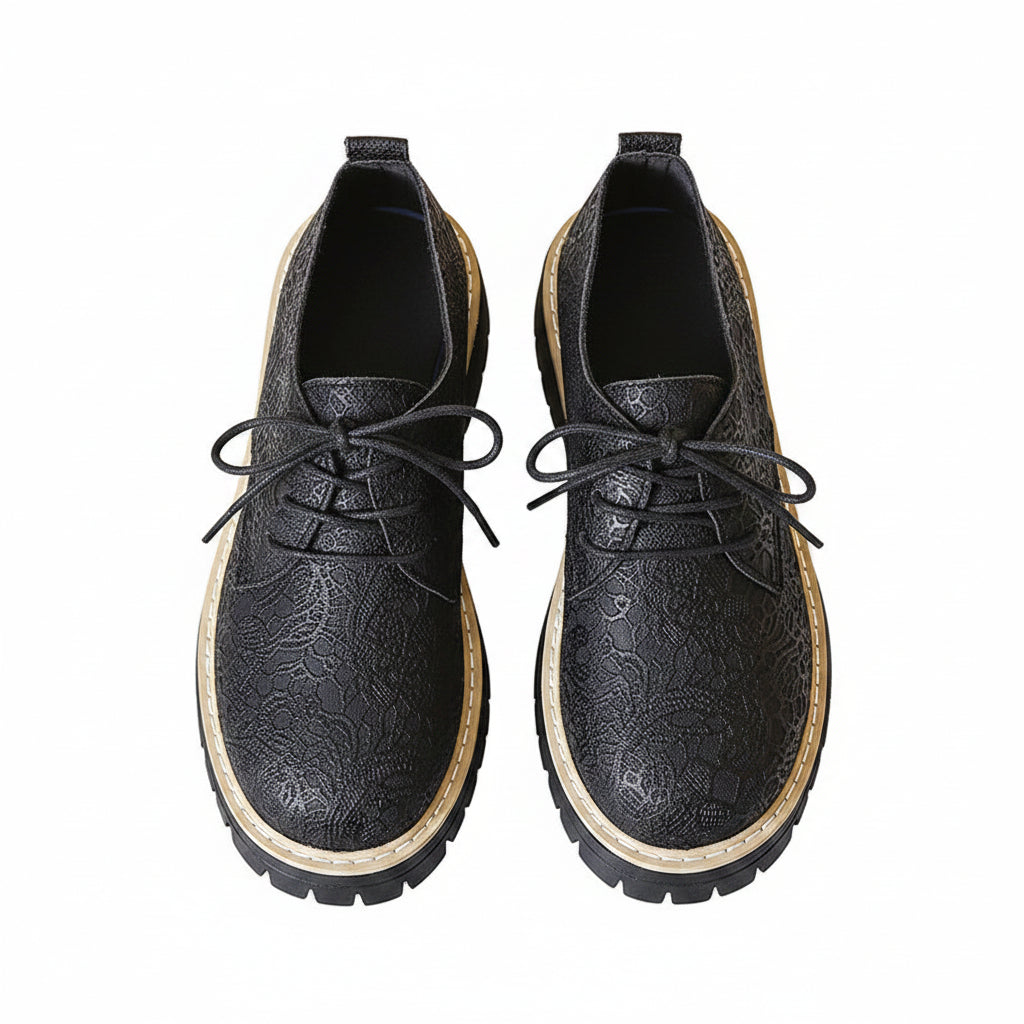 FLORAL EMBOSSED DERBY SHOES