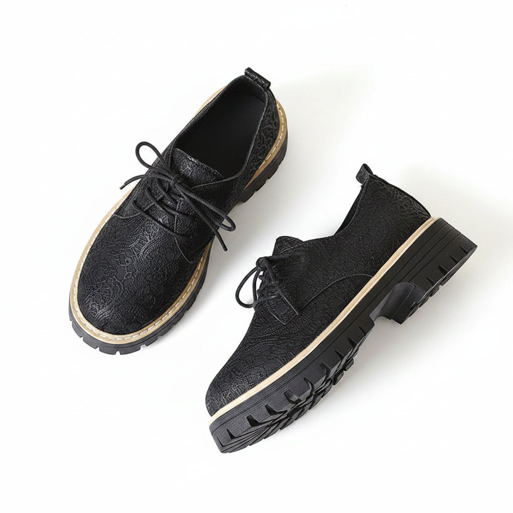 FLORAL EMBOSSED DERBY SHOES
