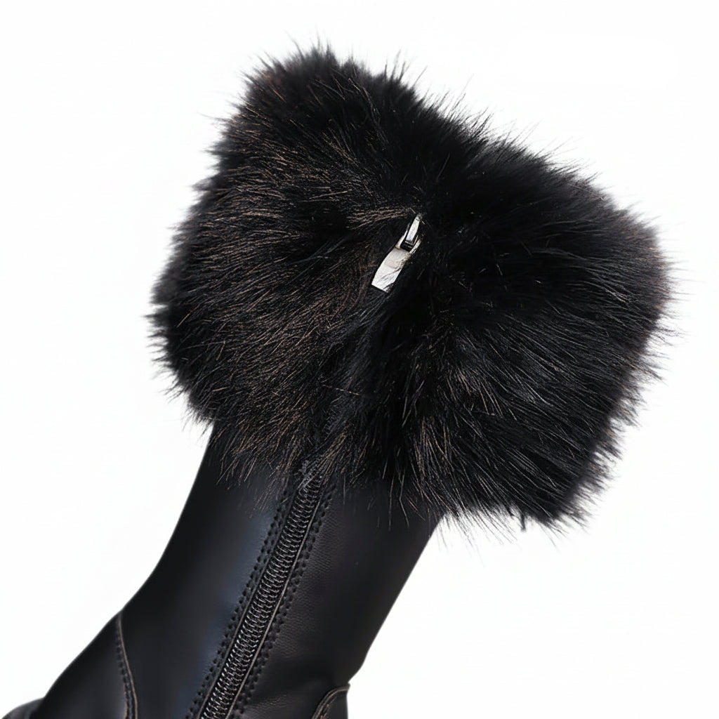 FAUX FUR TRIM WINTER BOOTS