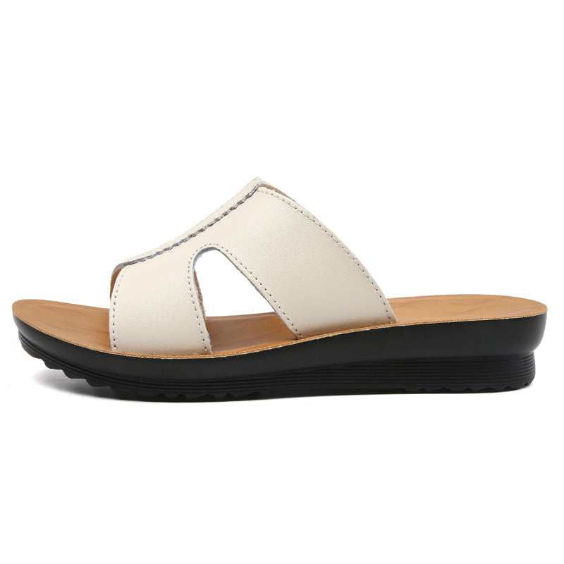 COMFORT VEGAN LEATHER WEDGE SLIDES