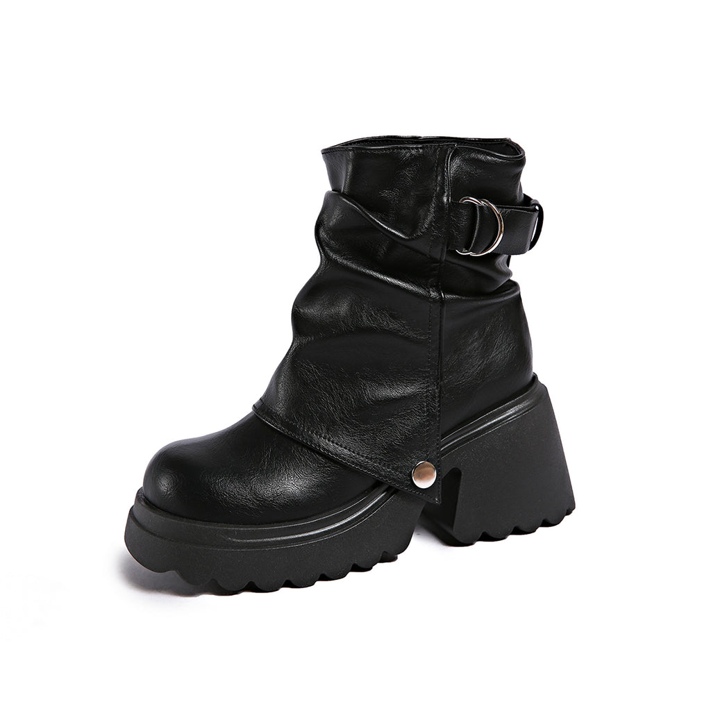SLOUCHY PLATFORM ANKLE BOOTS