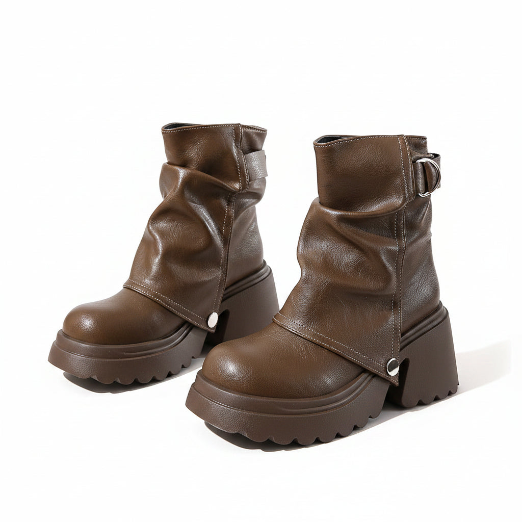 SLOUCHY PLATFORM ANKLE BOOTS