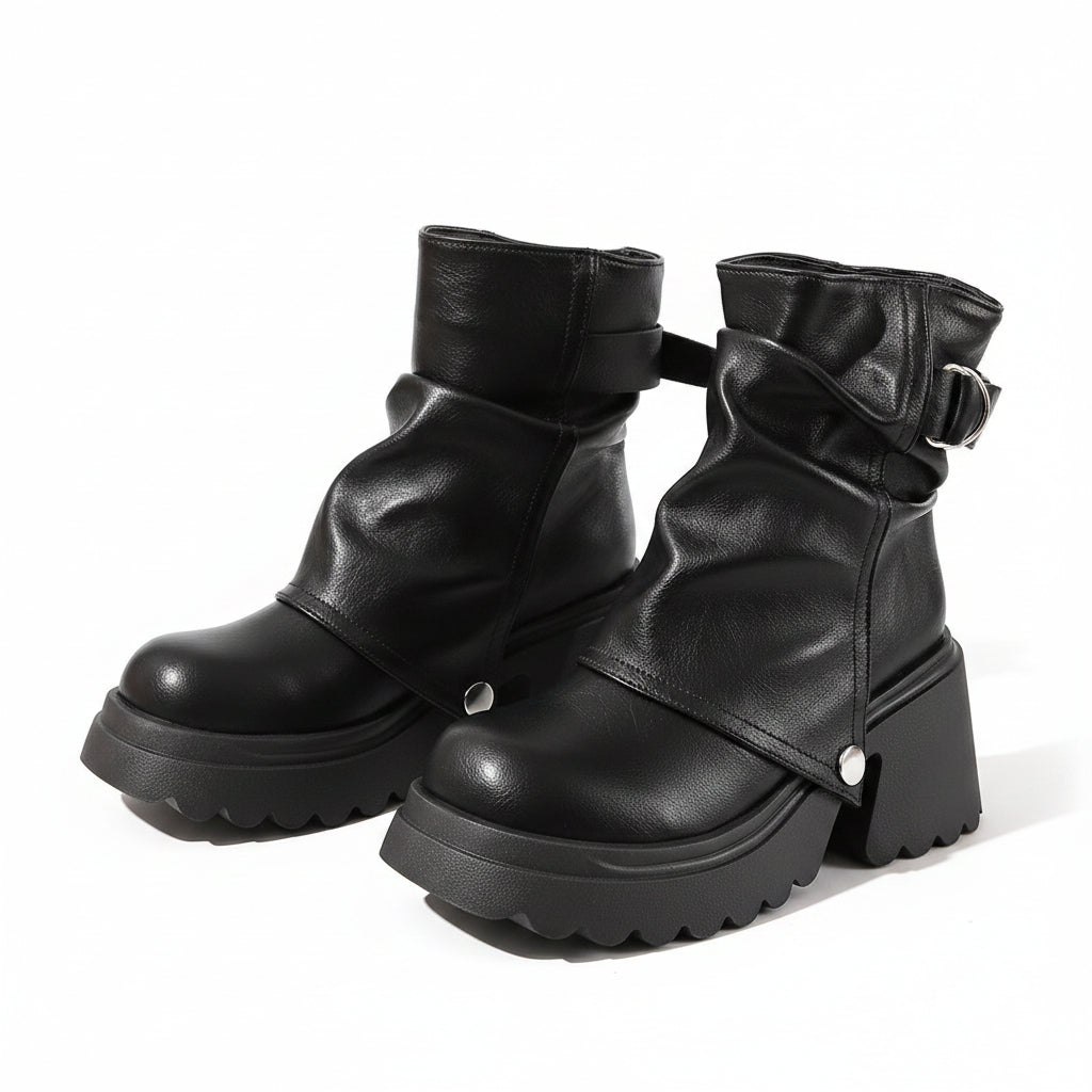 SLOUCHY PLATFORM ANKLE BOOTS