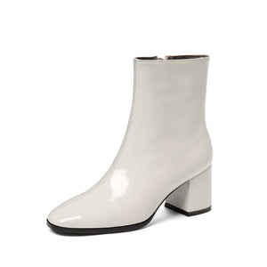 Women's Patent Square Toe Ankle Boots
