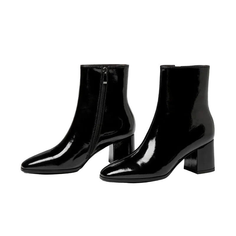 Women's Patent Square Toe Ankle Boots