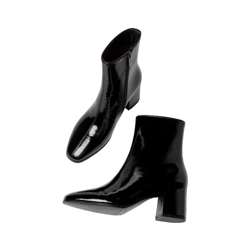 Women's Patent Square Toe Ankle Boots