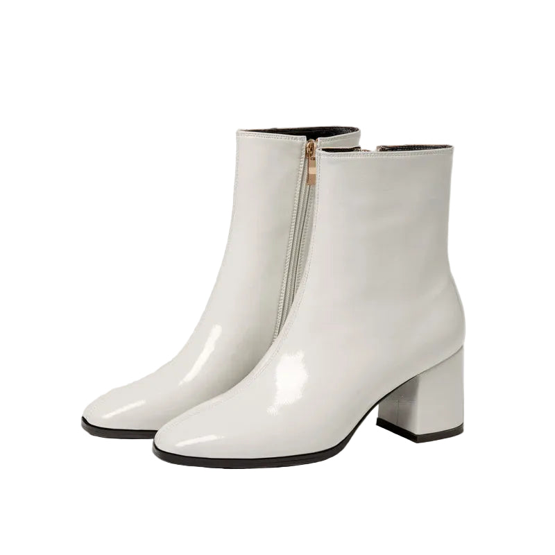 Women's Patent Square Toe Ankle Boots