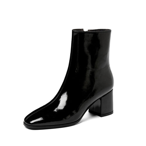 Women's Patent Square Toe Ankle Boots