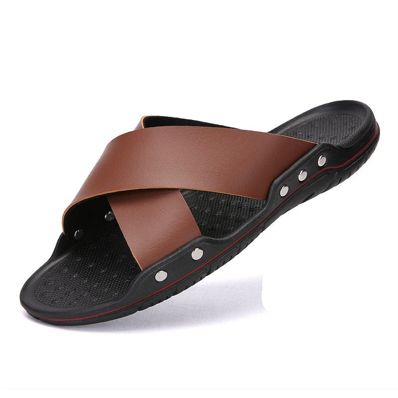 CROSS-STRAP SLIDES