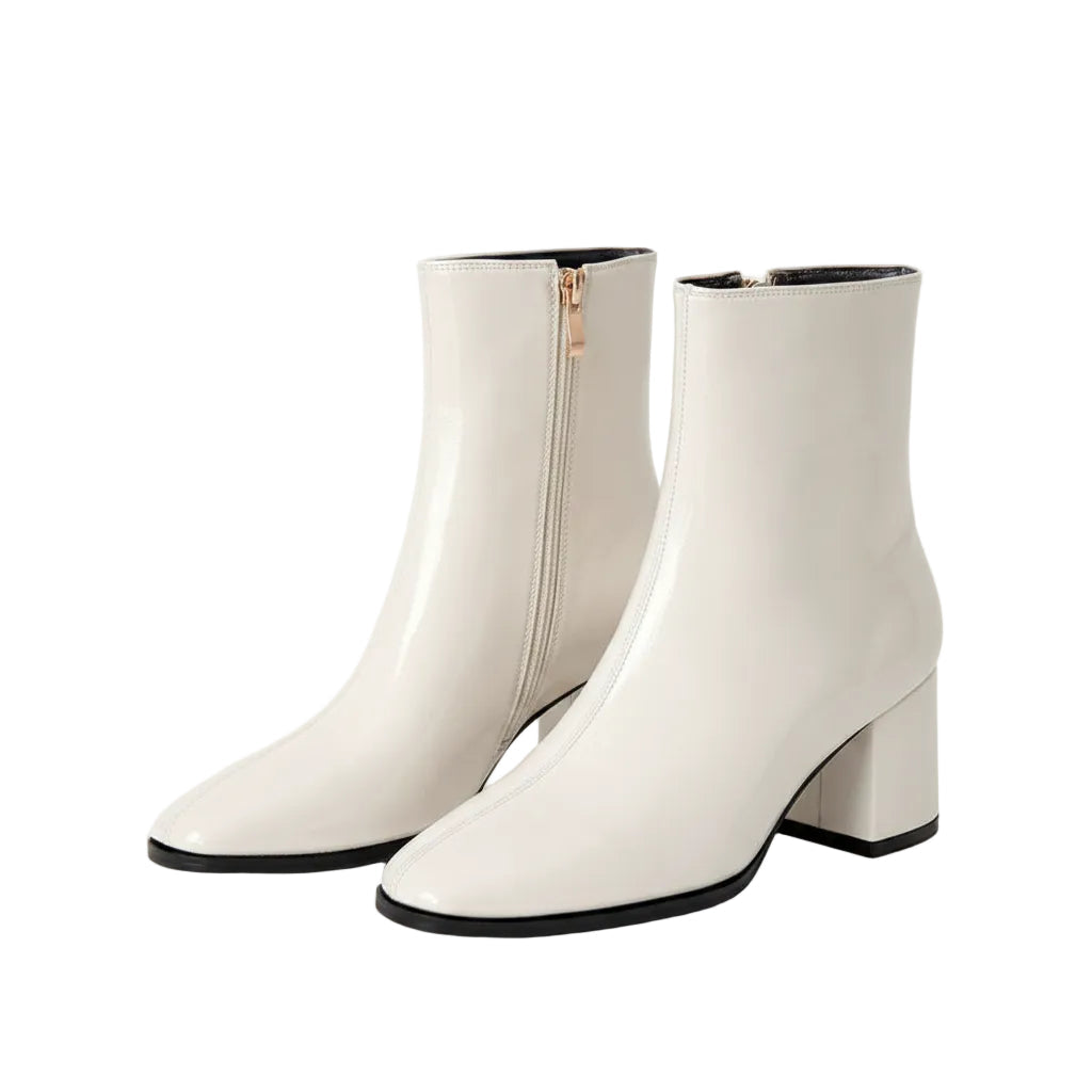 Women's Patent Square Toe Ankle Boots