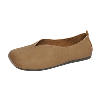 Women's V-Cut Vegan Leather Ballet Flats