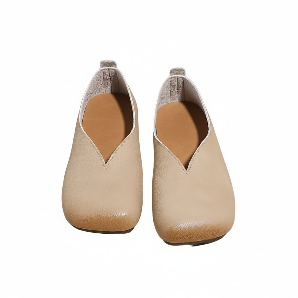 V-CUT VEGAN LEATHER BALLET FLATS