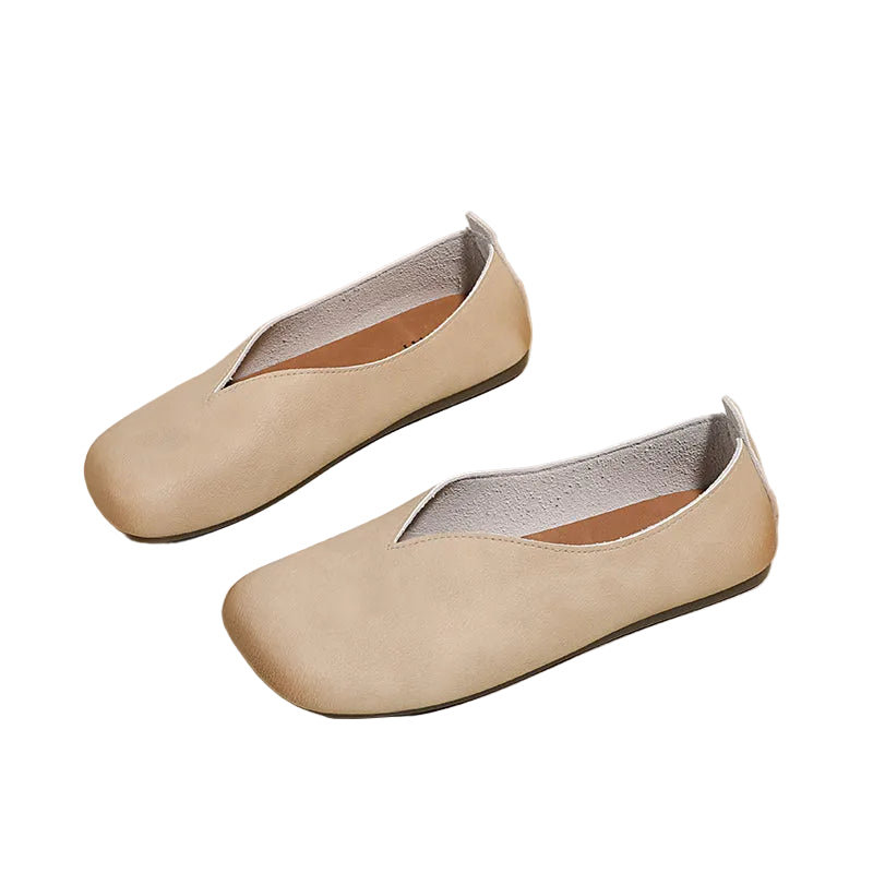 V-CUT VEGAN LEATHER BALLET FLATS