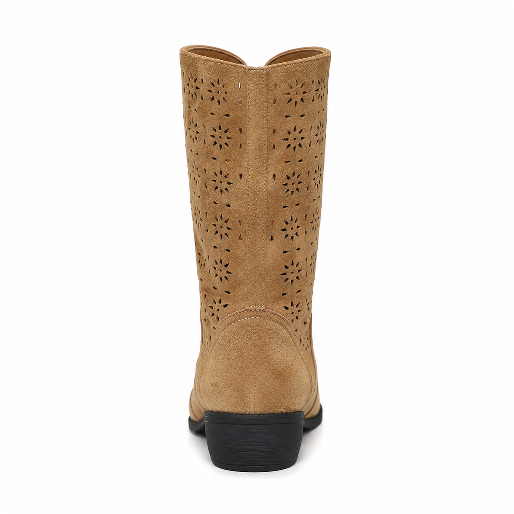 BOHO LASER CUT KNEE HIGH BOOTS