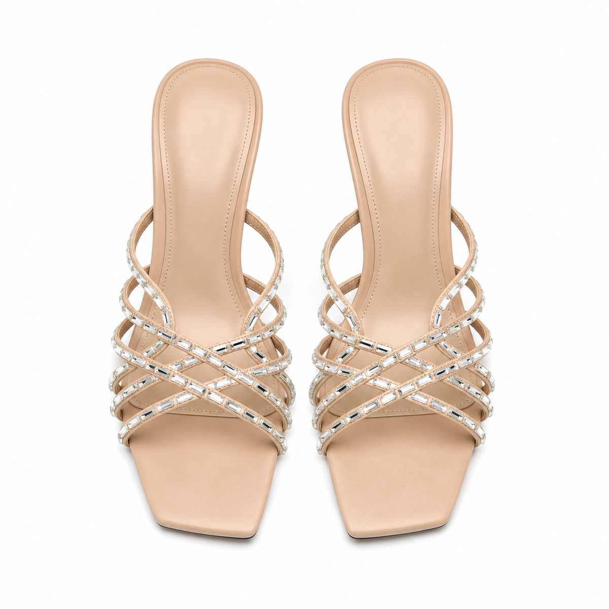 Women's Embellished Strappy Square Toe Stiletto Heels